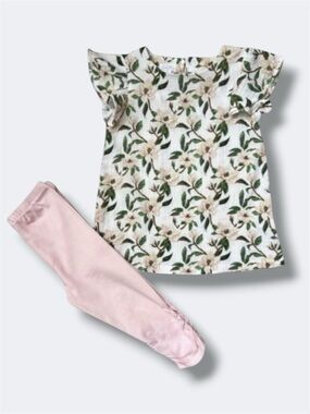 Mud Pie Girls Tunic & Capri Set Size 5T Magnolia Floral Cotton Gauze Outfit New